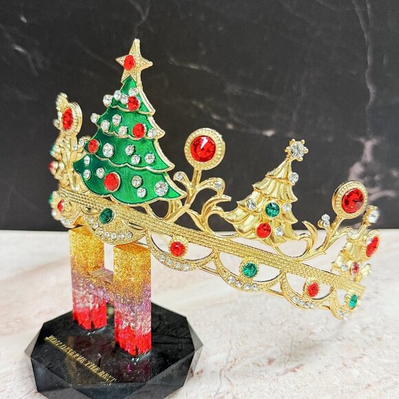 Christmas Tree headband, Christmas Tree crown, Gold Christmas Tiara, Xmas Gifts - Picture 3 of 7